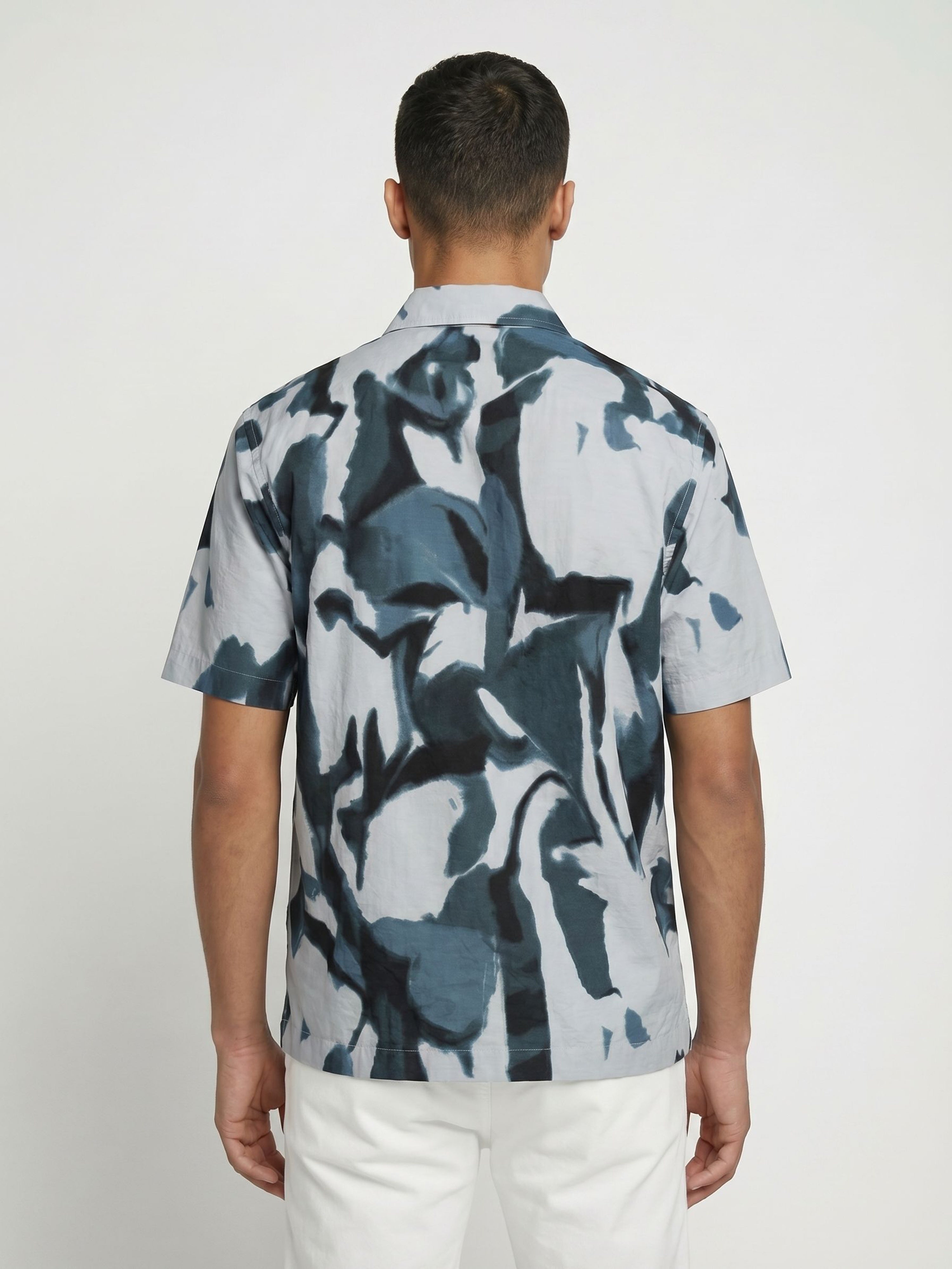 Men Blue Nylon Printed Shirt