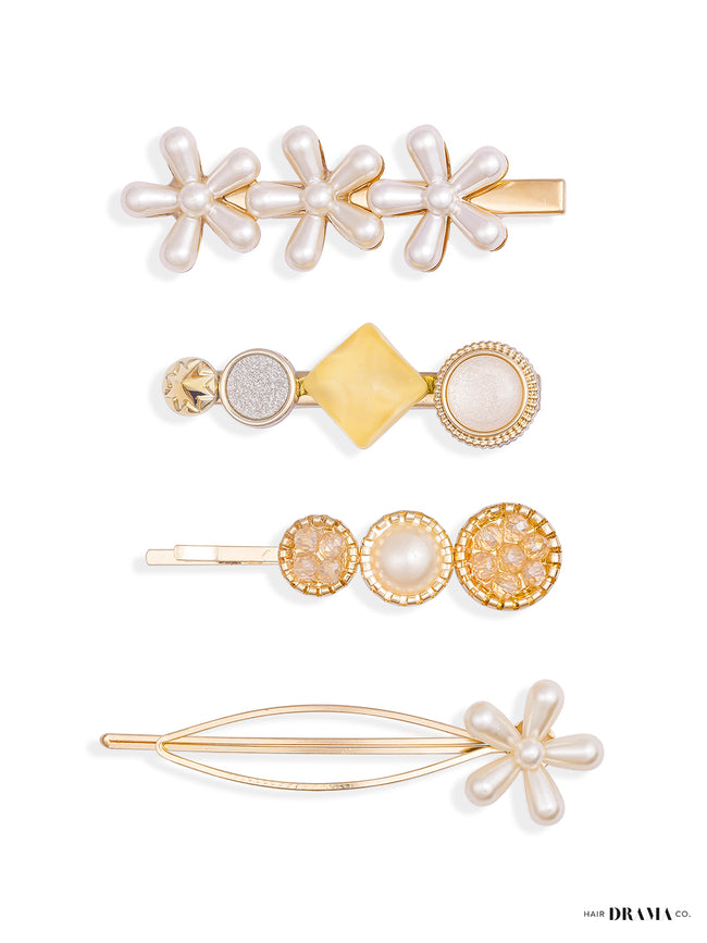 Women Multi Flower Pins Set Of 4