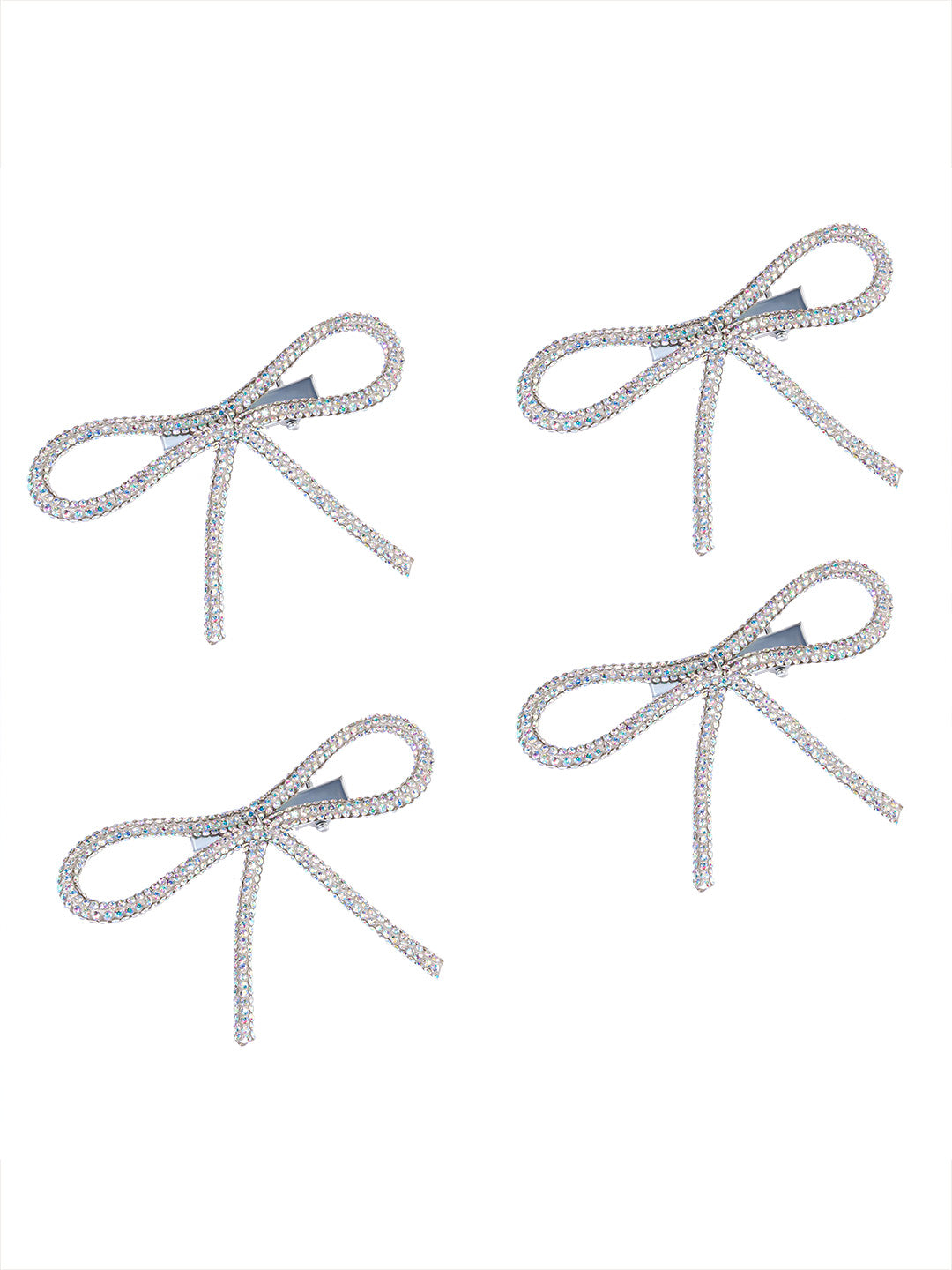 Holographic Crystal Hair Bows Alligator Clip Set of 4