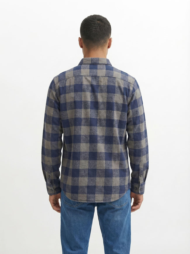 Men Blue Cotton Checked Shirt