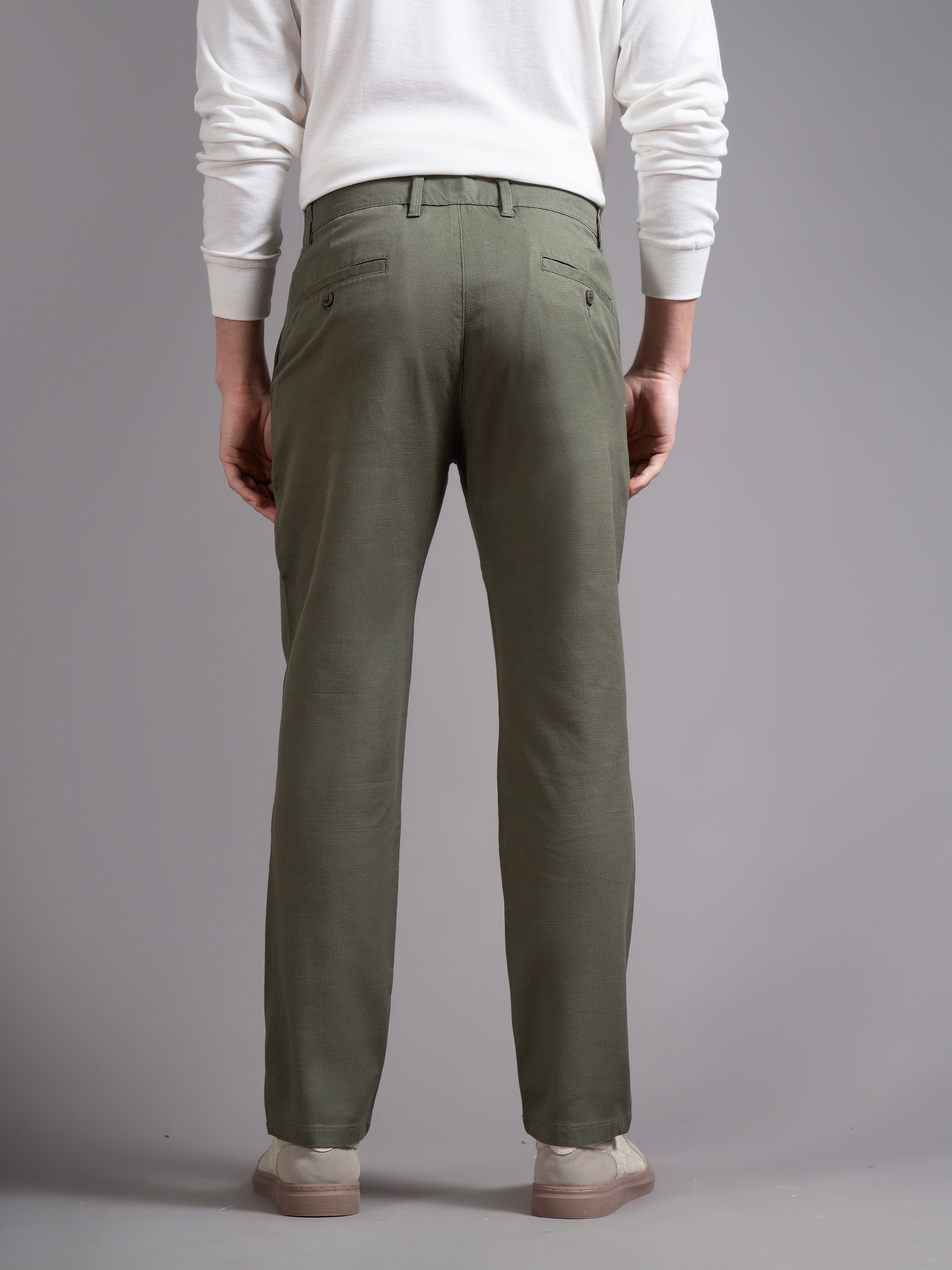 Men Olive Smart Slim Fit Chinos
