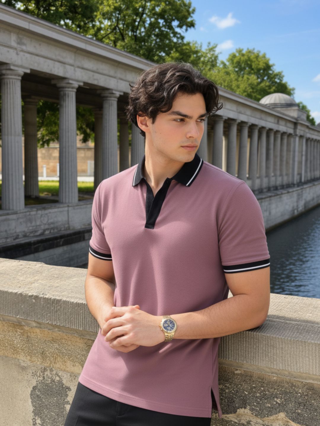 Men Cotton Polo Collar T-Shirt