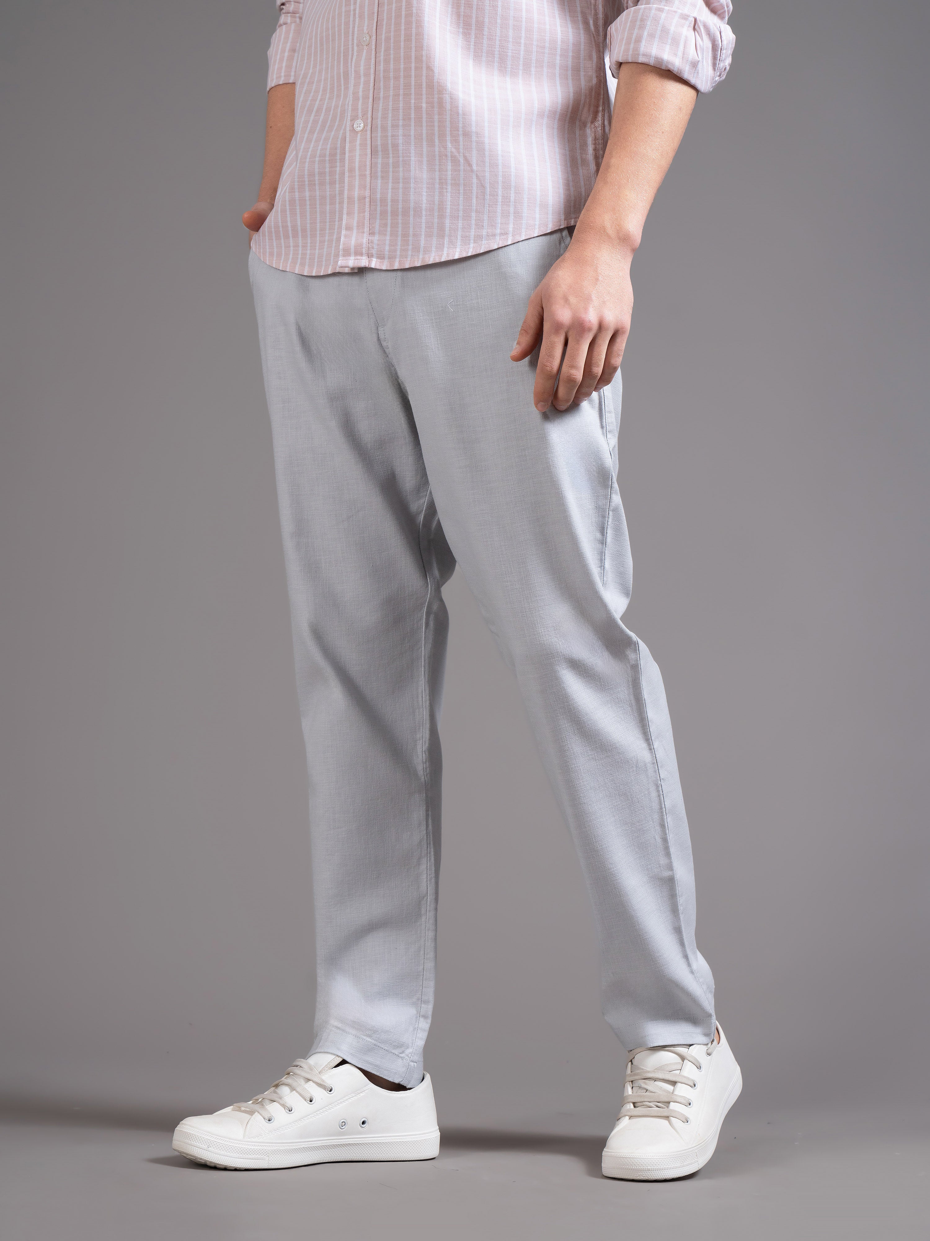Men Blue DrawString  Regular Fit Chinos Trouser