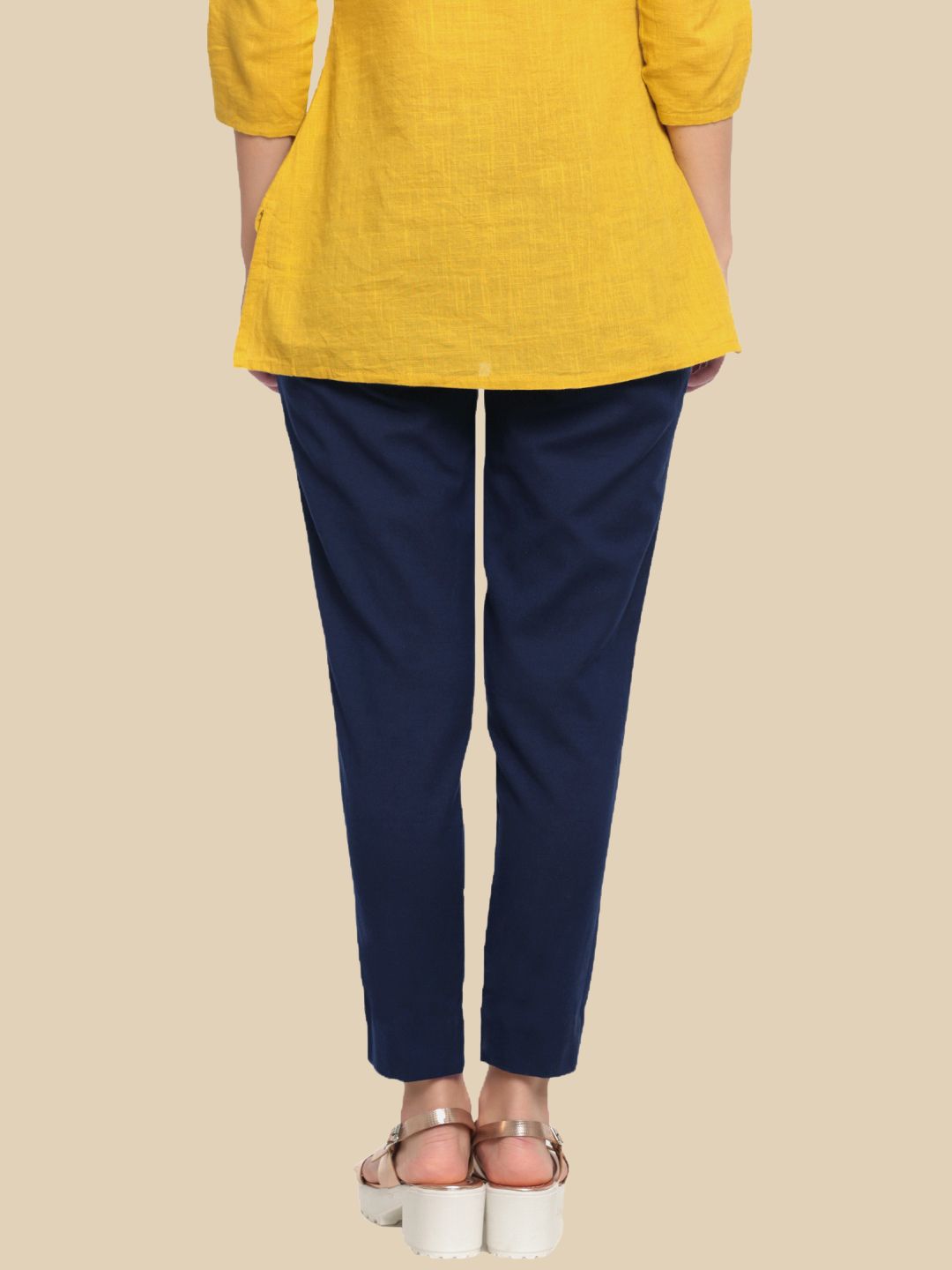 Women Navy Blue Casual Pants