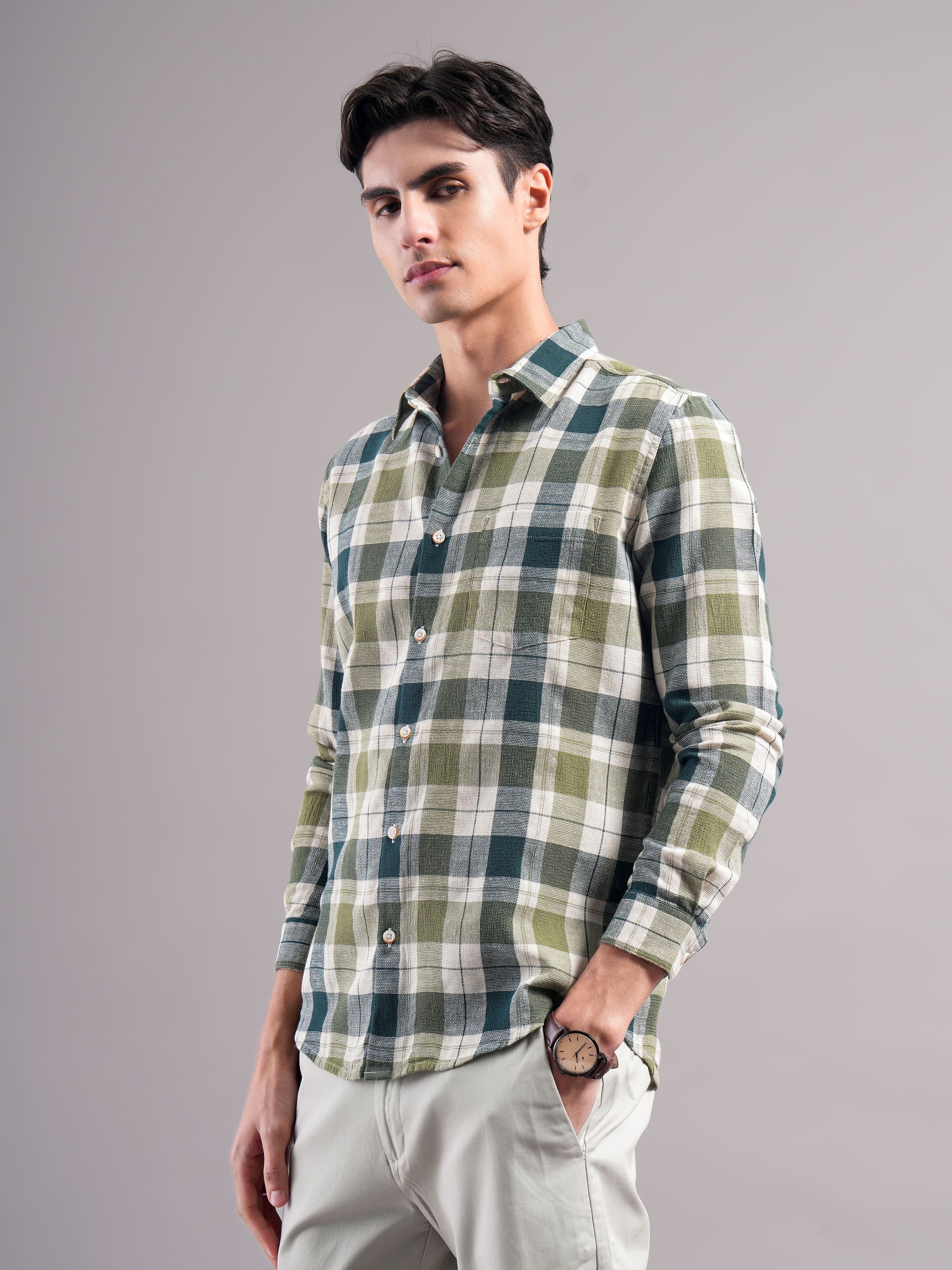 Men Cotton Checked Shirts