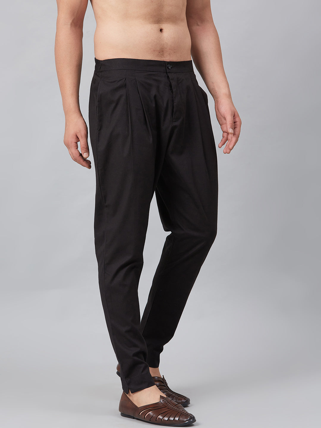 Men Black Solid Trouser Style Pyjamas