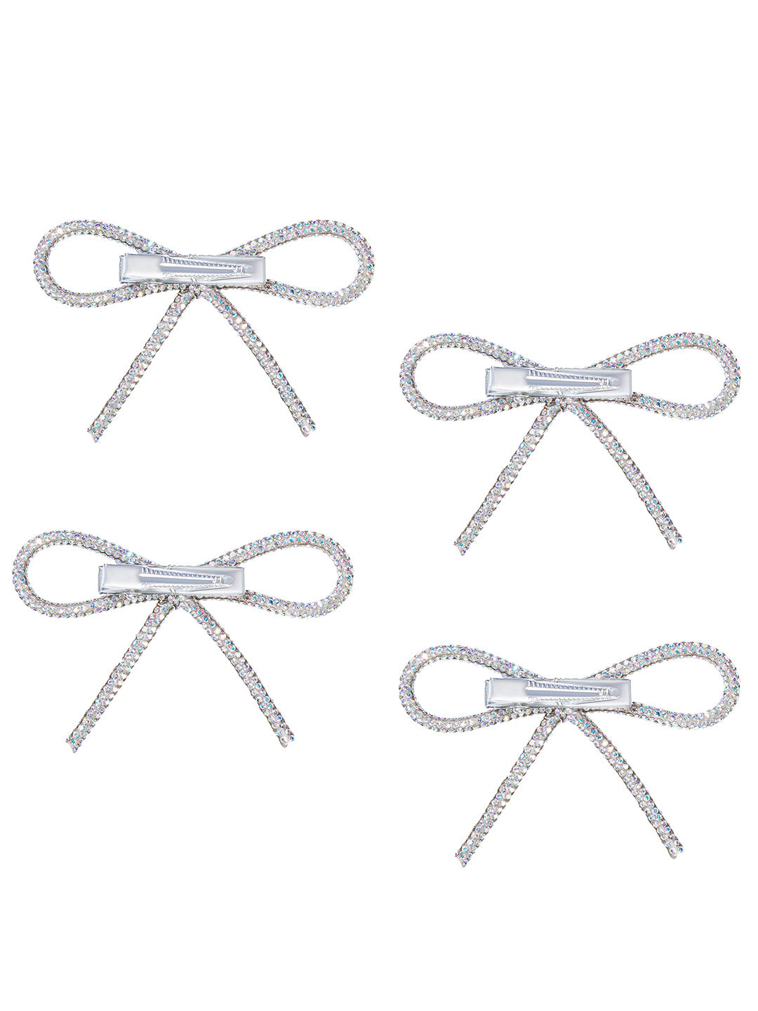 Holographic Crystal Hair Bows Alligator Clip Set of 4