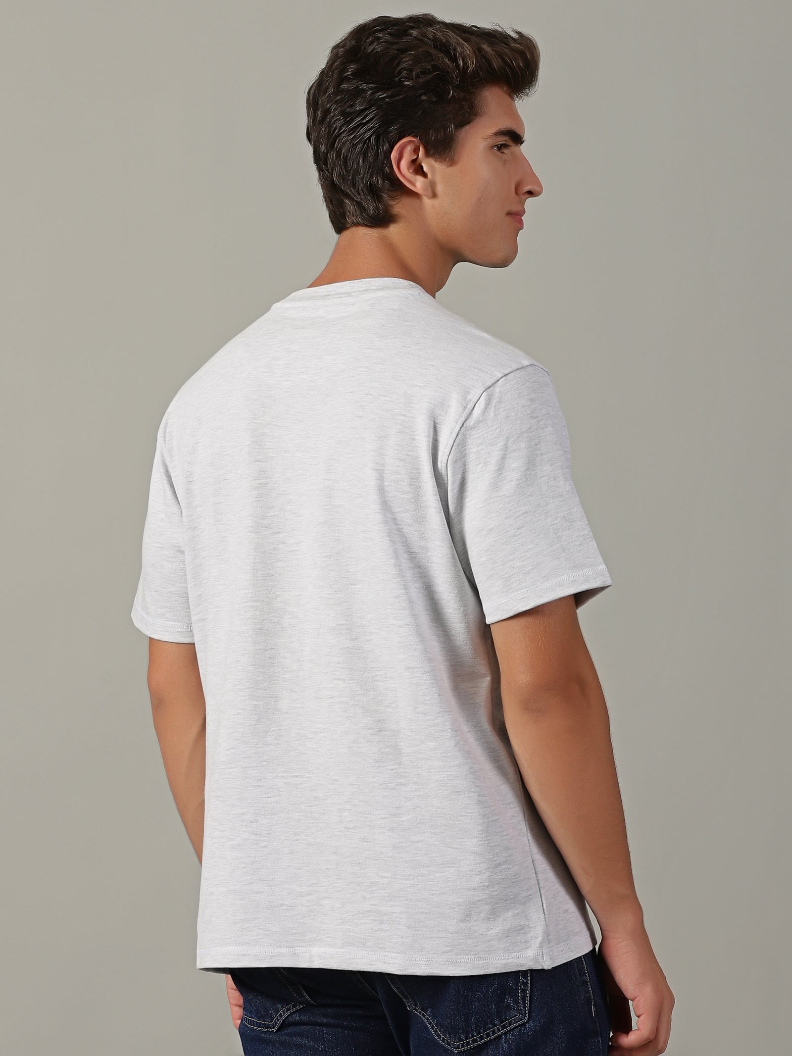 Men White Basic T-Shirt