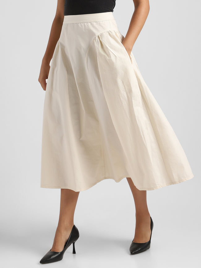Women White Flared Maxi Skirt