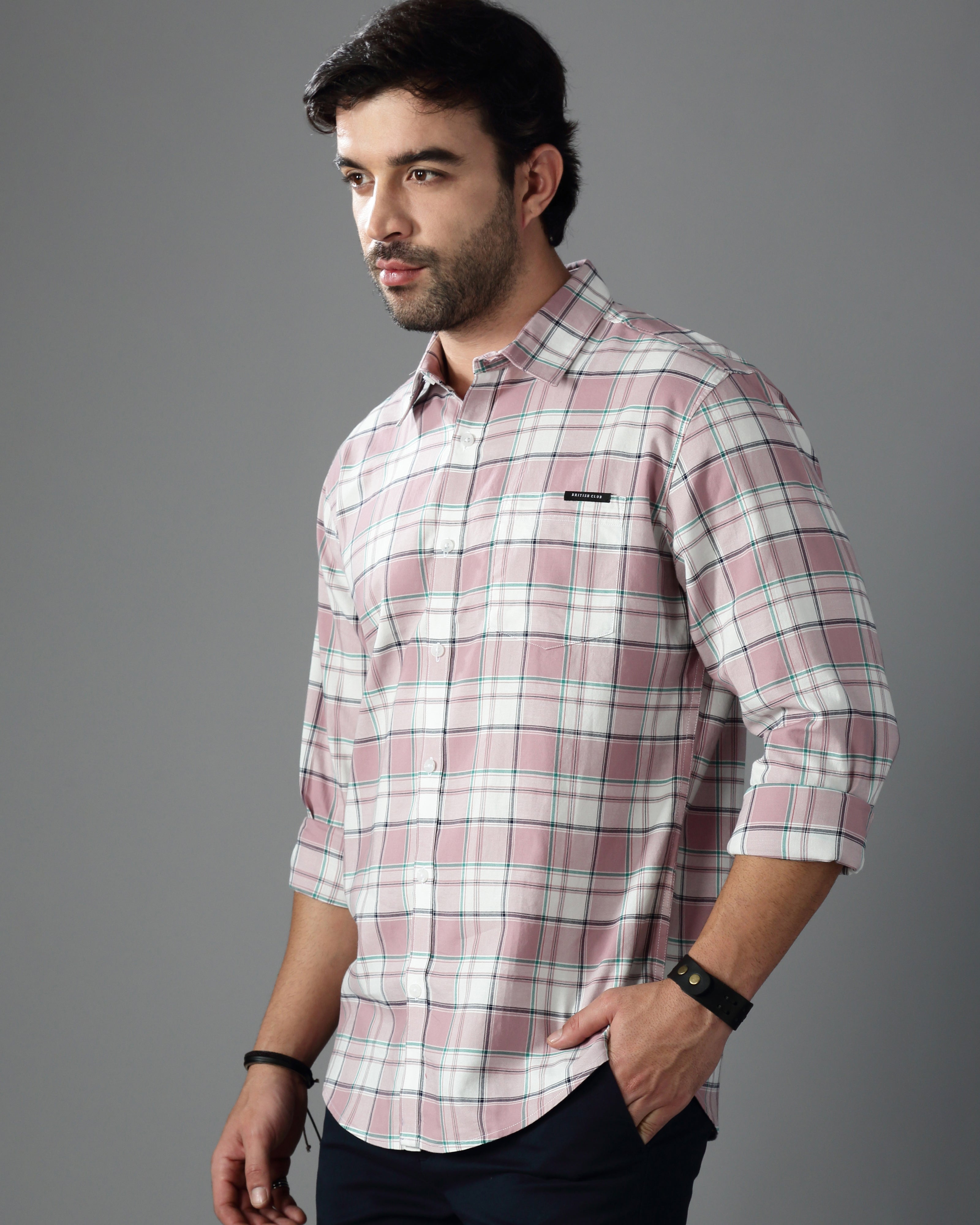 Men Purple Checked Shirt