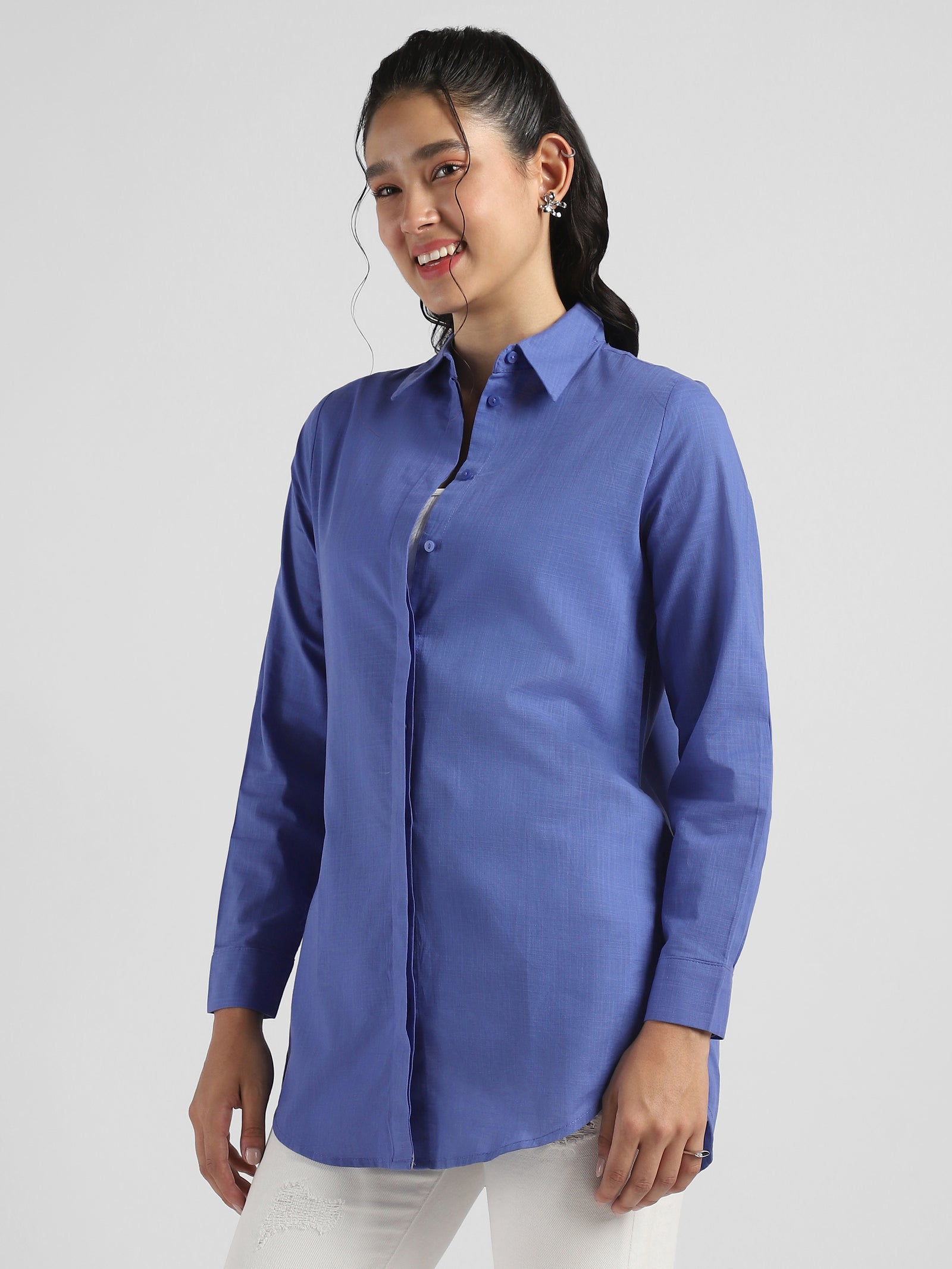 Women Blue Regular Fit Shirt