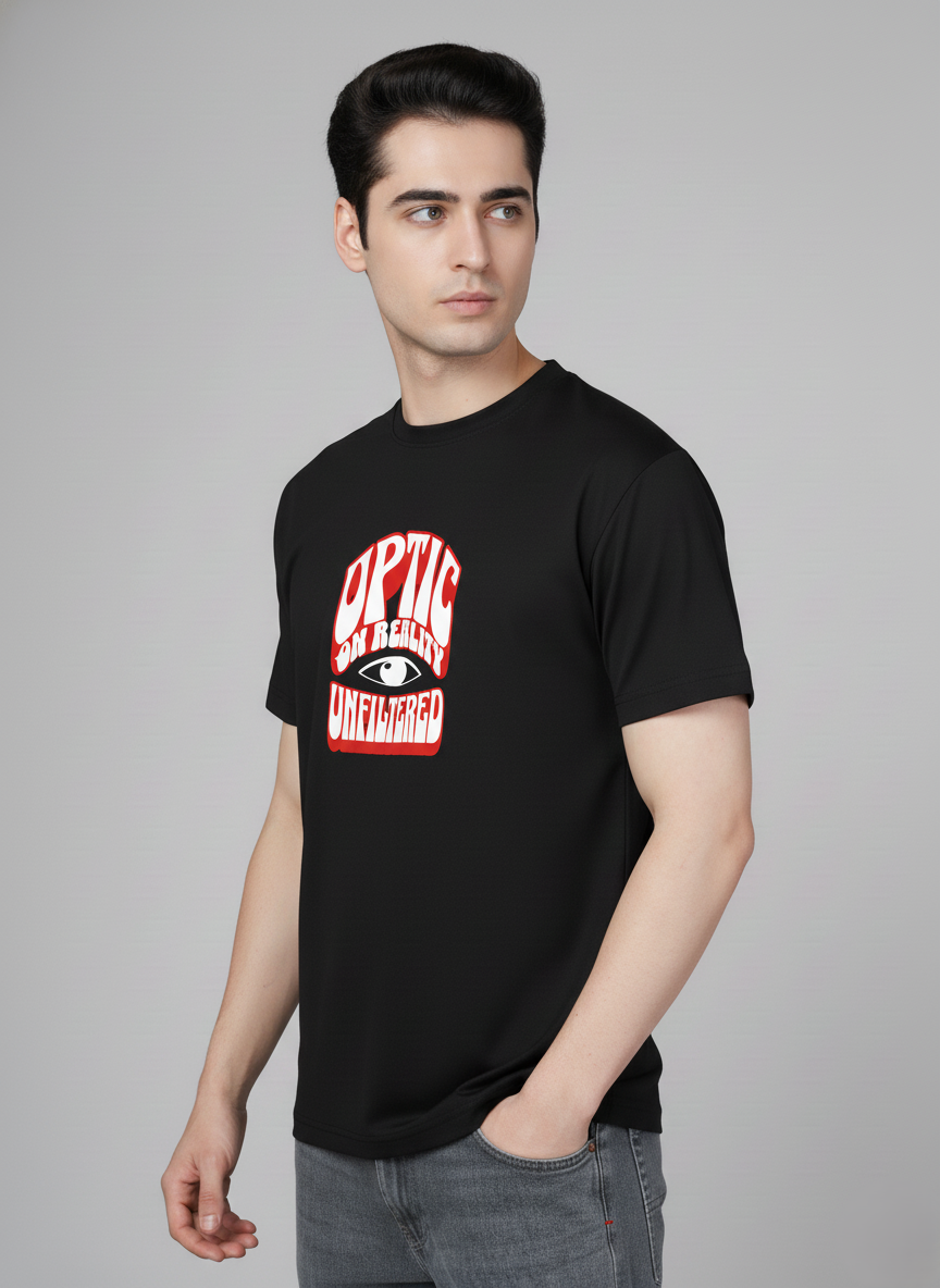 Men Cotton Black Printed Tshirt