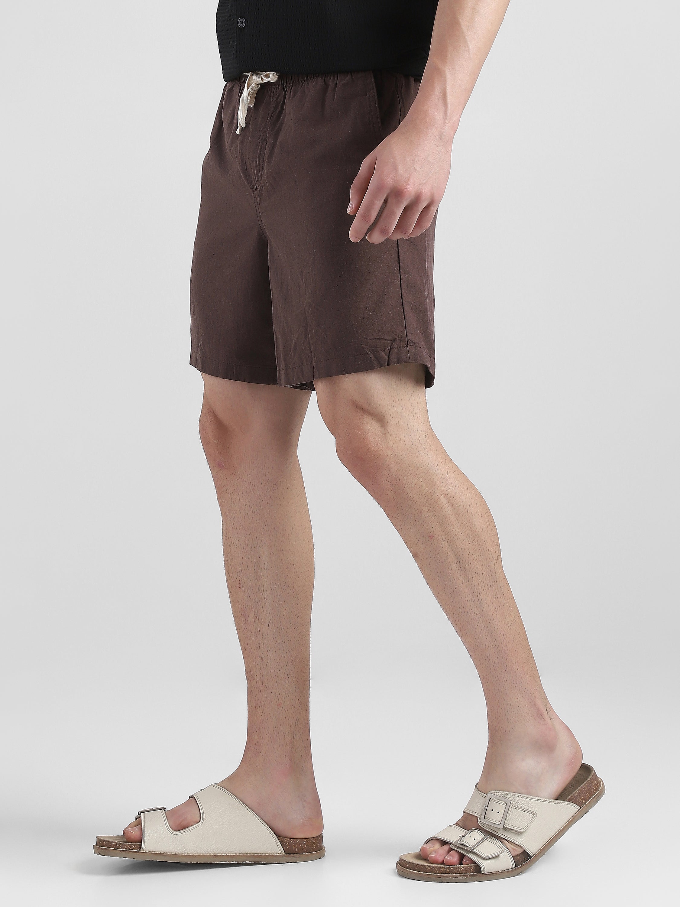 Men Brown Regular Fit Cotton Blend Shorts