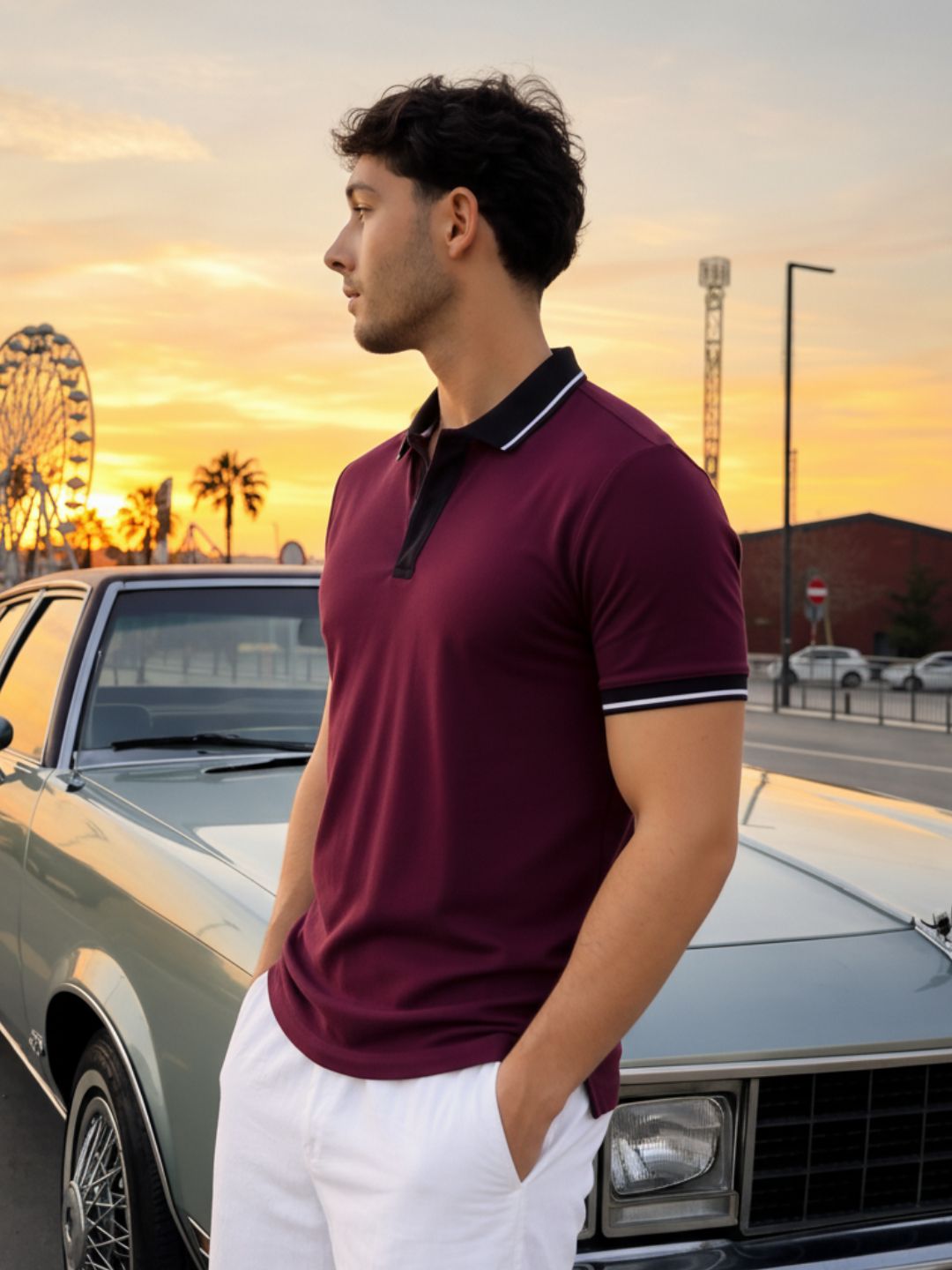 Men Cotton Polo Collar T-Shirt