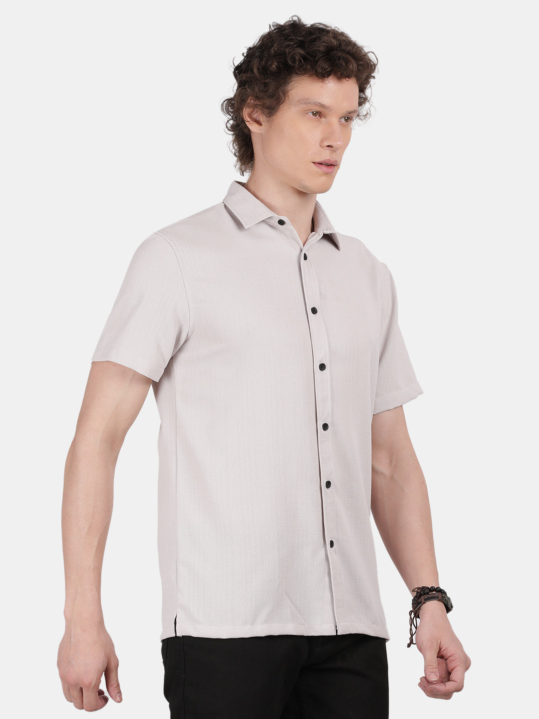 Men Silver Slim Fit Shirt