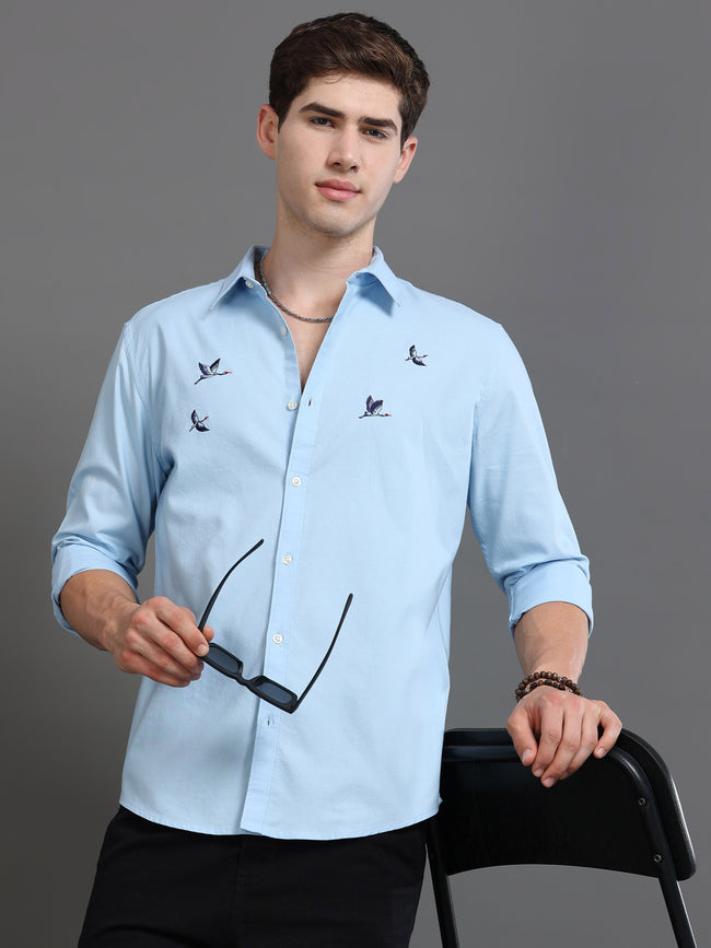 Men Blue Printed Shirt