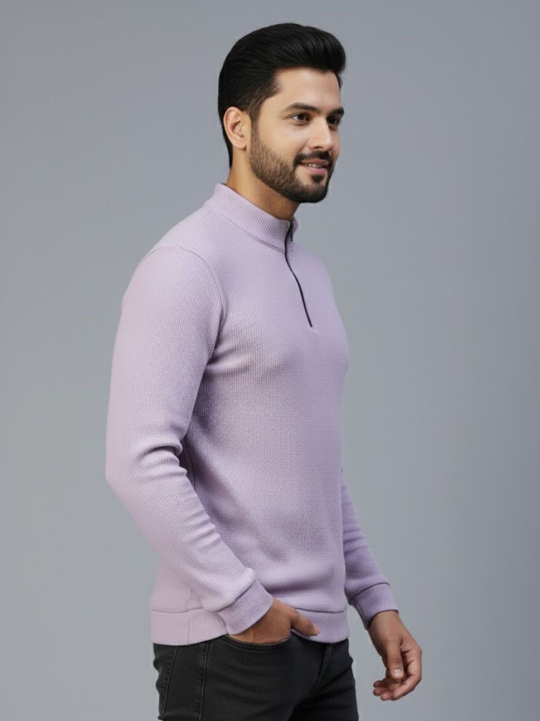 Men Purple Polo Neck T-Shirt