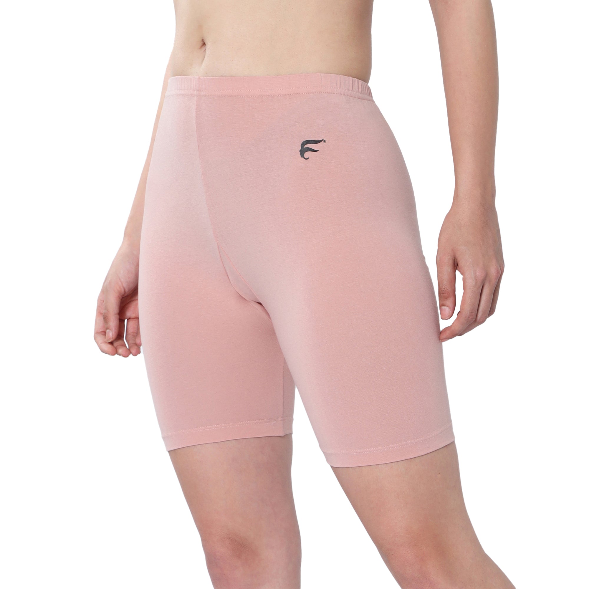 Women Peach Thigh Length Cycling Shorts