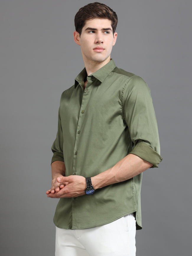 Men Green Satin Shirt