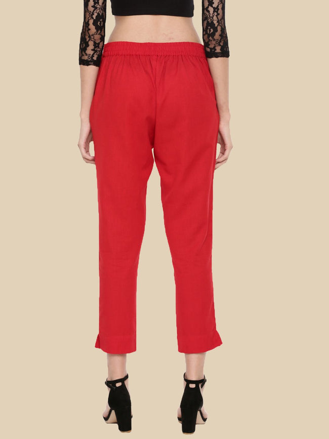 Women Red Casual Pants