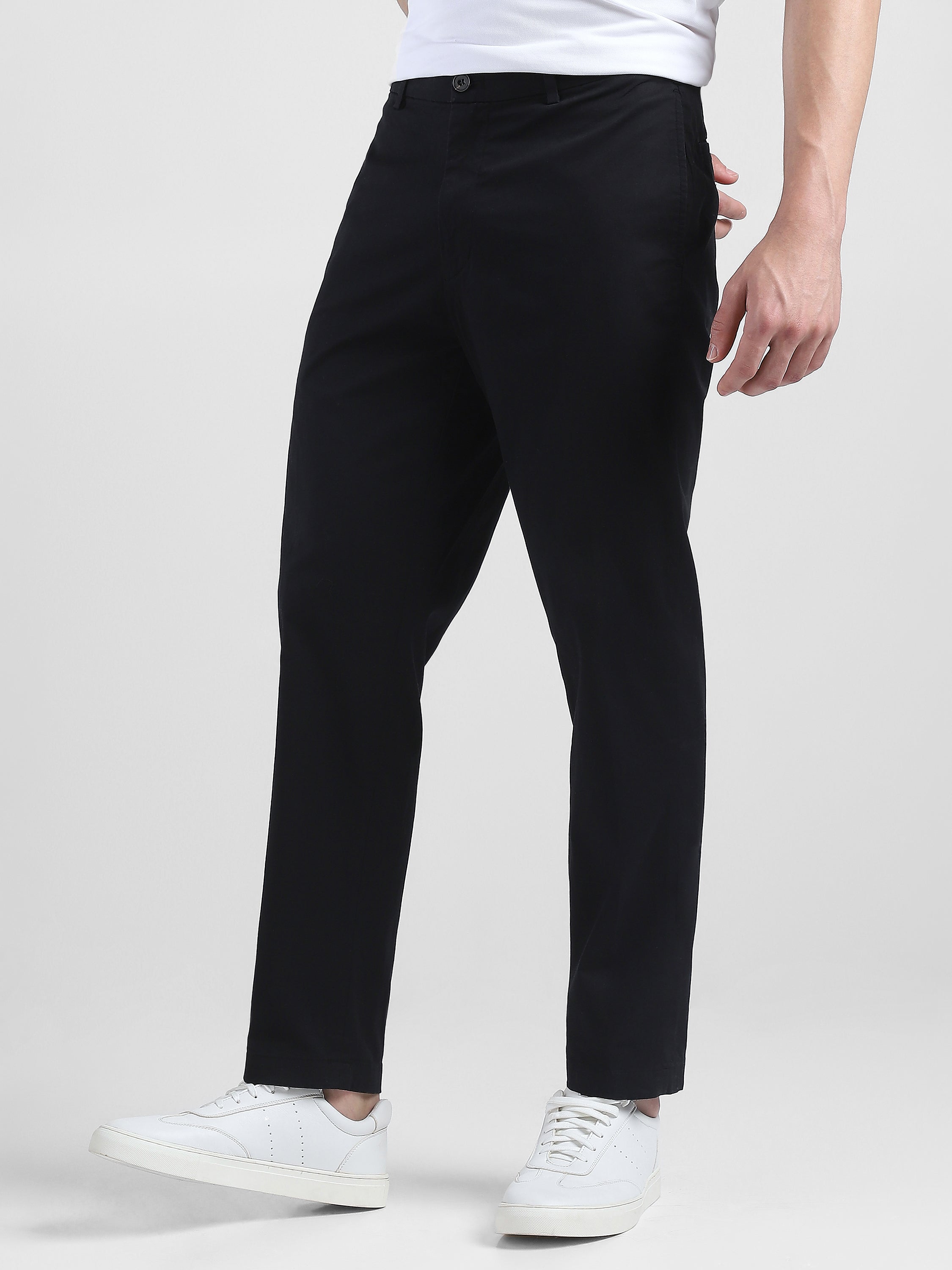 Men Black Semi-Formal Trouser