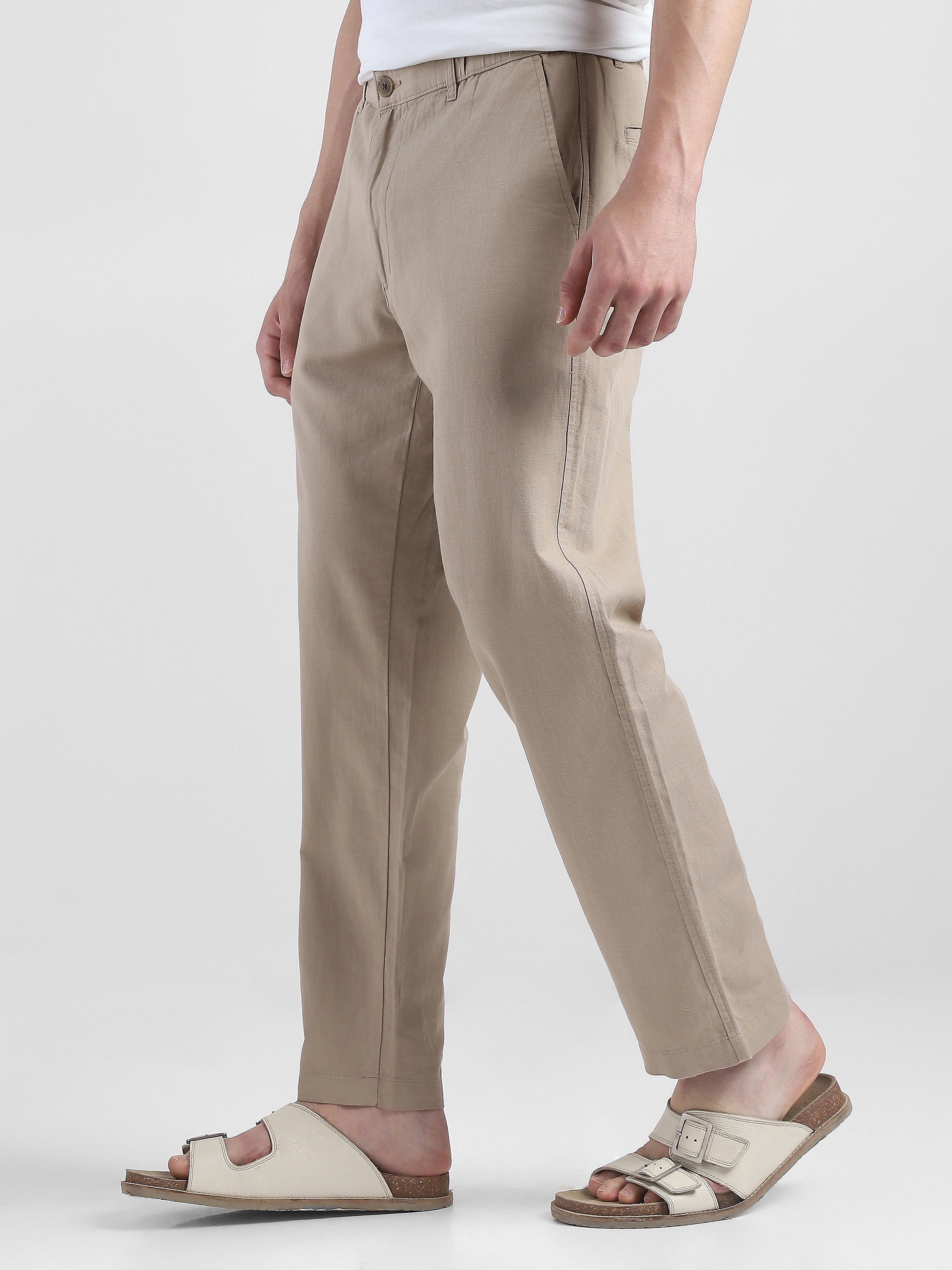 Men Beige Comfort Fit Pants