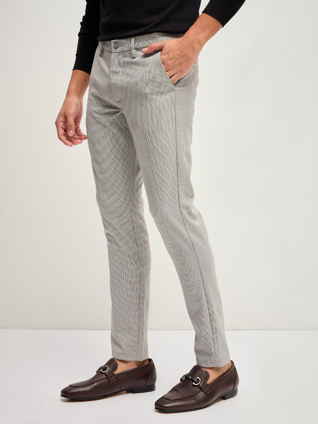 Men Grey 4 Way Stretch Formal Trouser