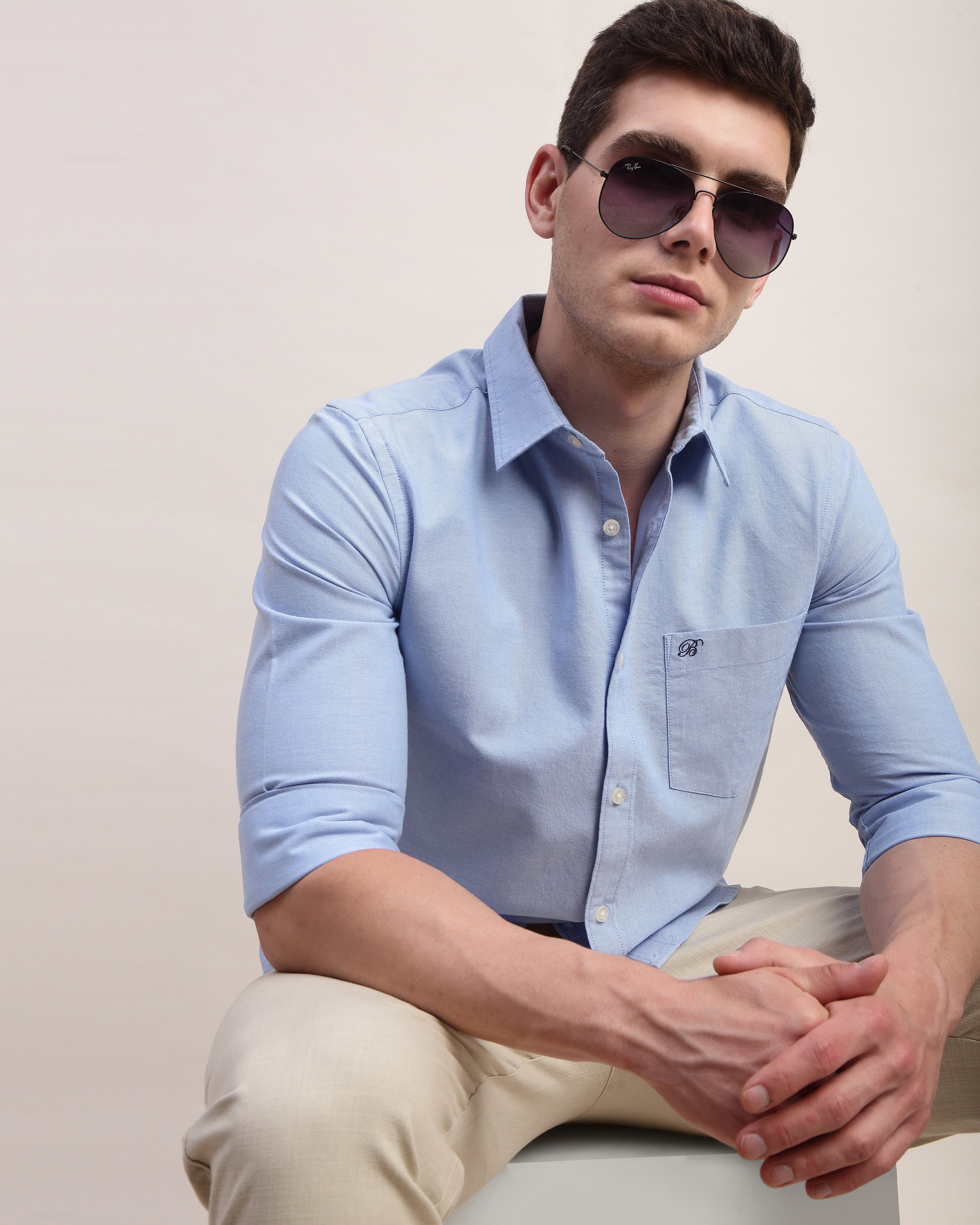 Men Blue Oxford Shirt
