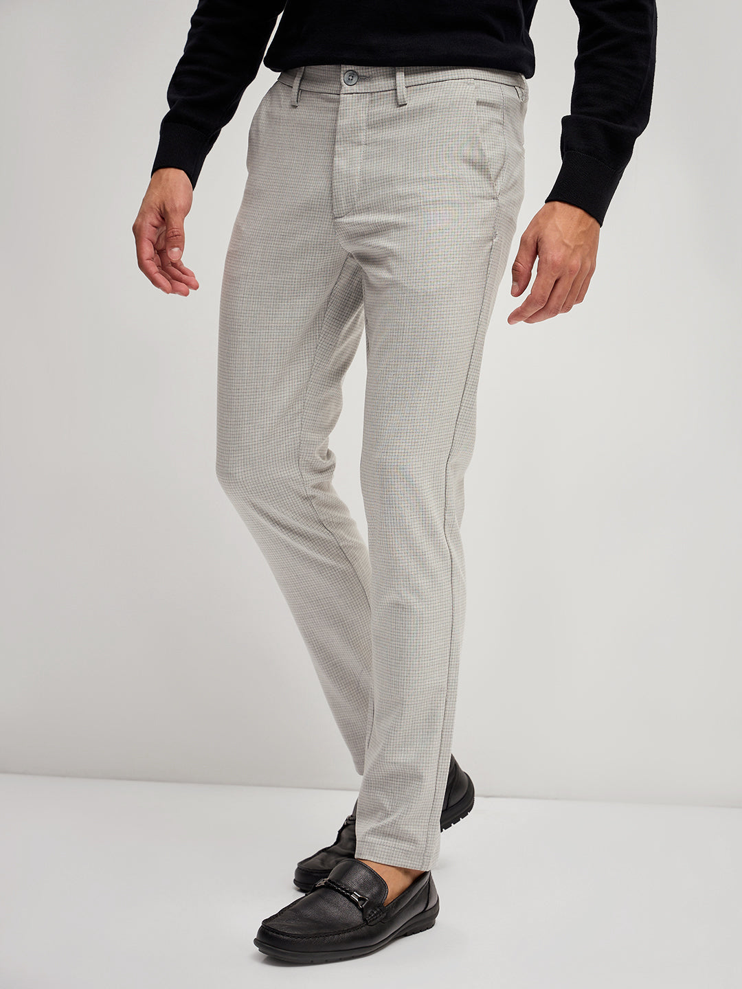 Men Grey 4 Way Stretch Formal Trouser