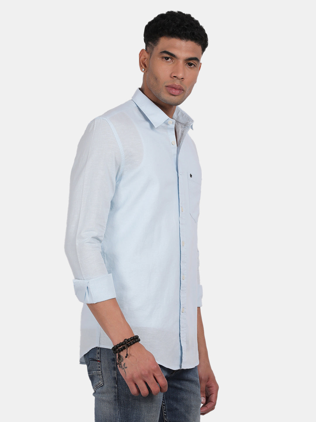 Men Sky blue Slim Fit Spread Collar Full Sleeve Casual Shirt