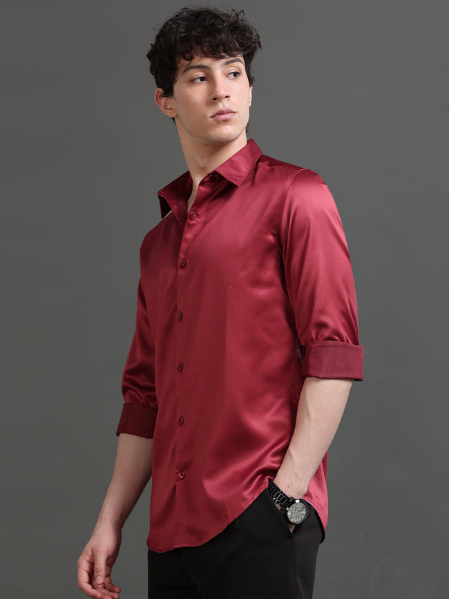 Men Red Solid Shirt