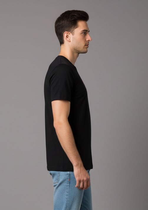 Men Printed Black Cotton Tshirt