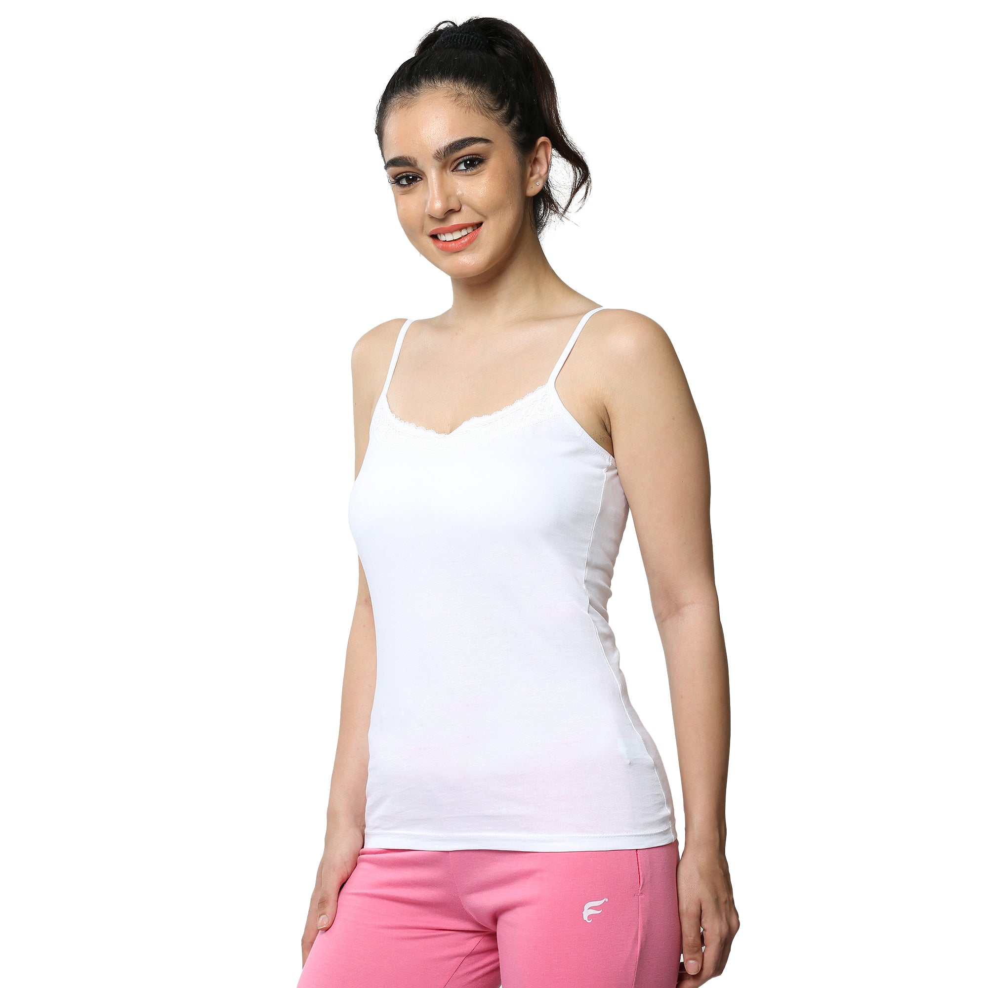 Contour Fit Round Neck Short Length Lace Camisole