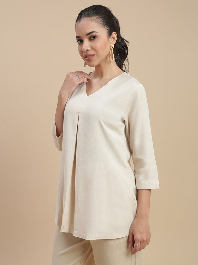 Women Beige Casual Tunic Top