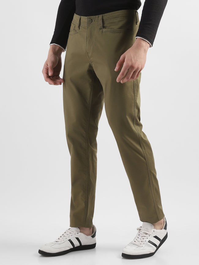 Men Brown Mid Rise Regular Fit Trouser