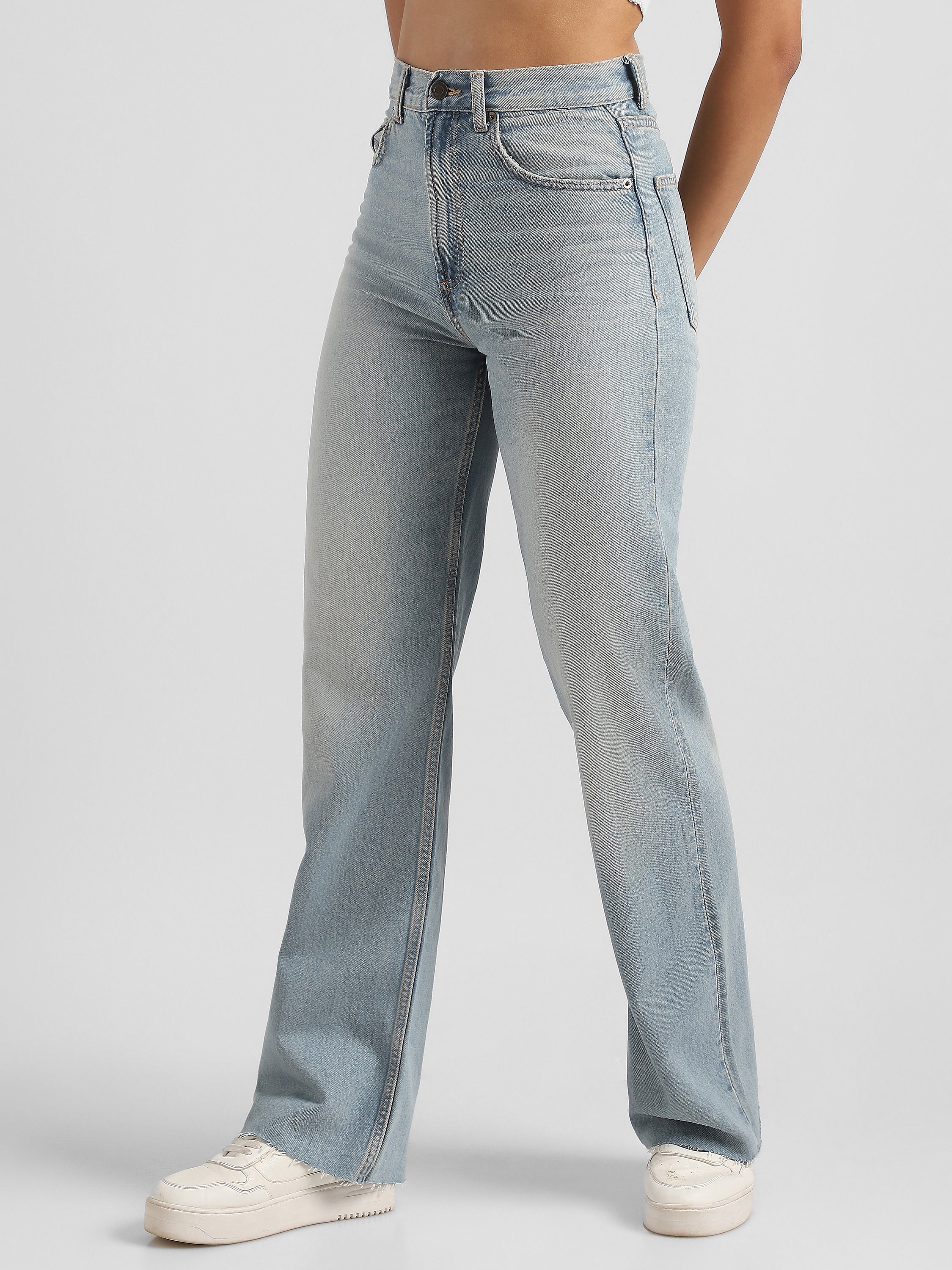 Women Blue High Waist Straight Fit Jeans