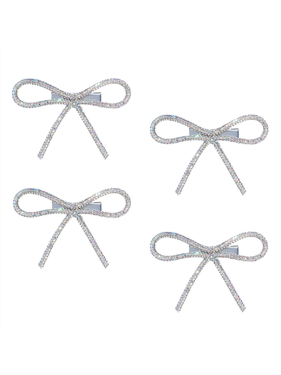 Holographic Crystal Hair Bows Alligator Clip Set of 4