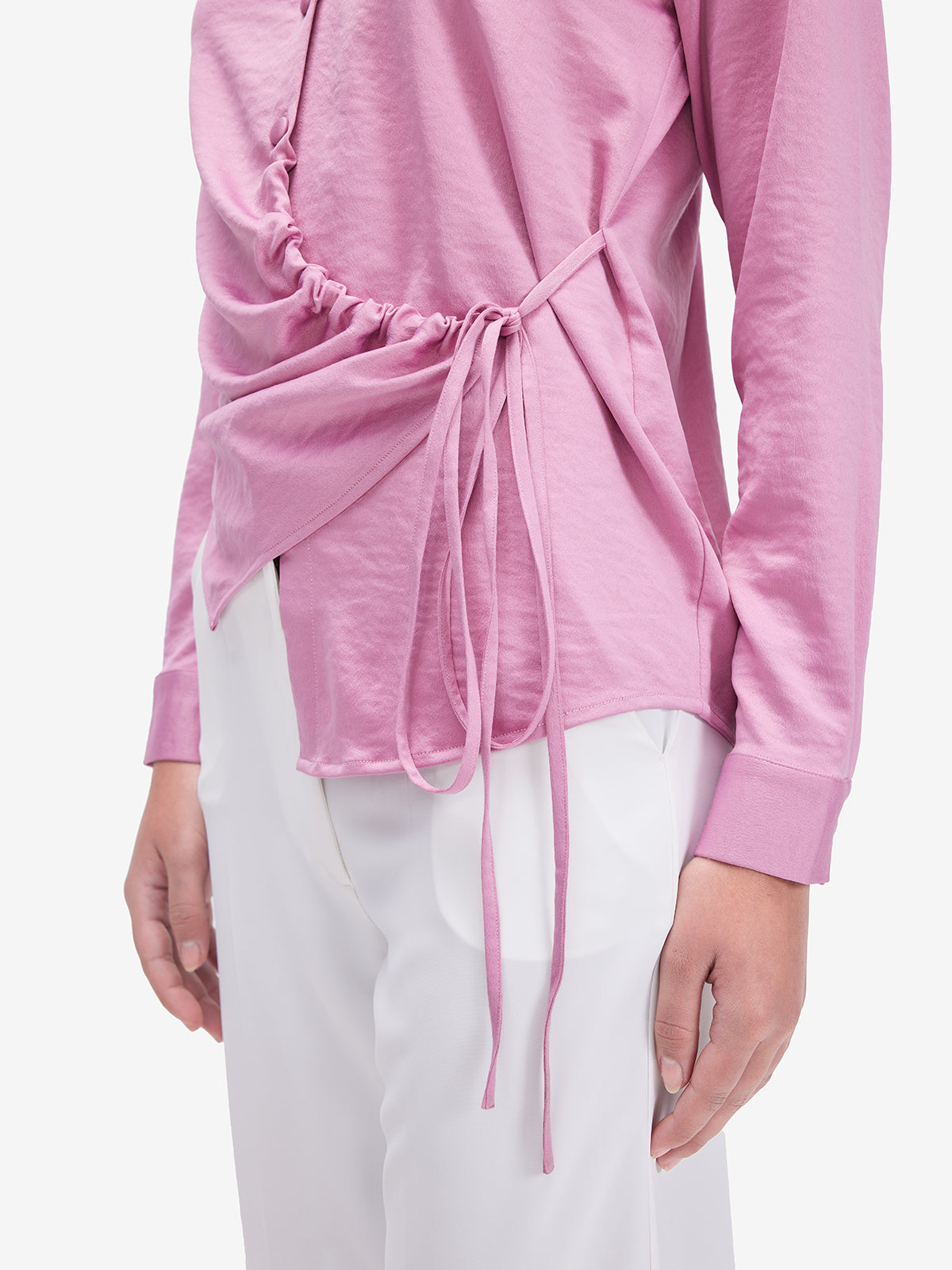 Women Pink Side Knot Detail Shirt
