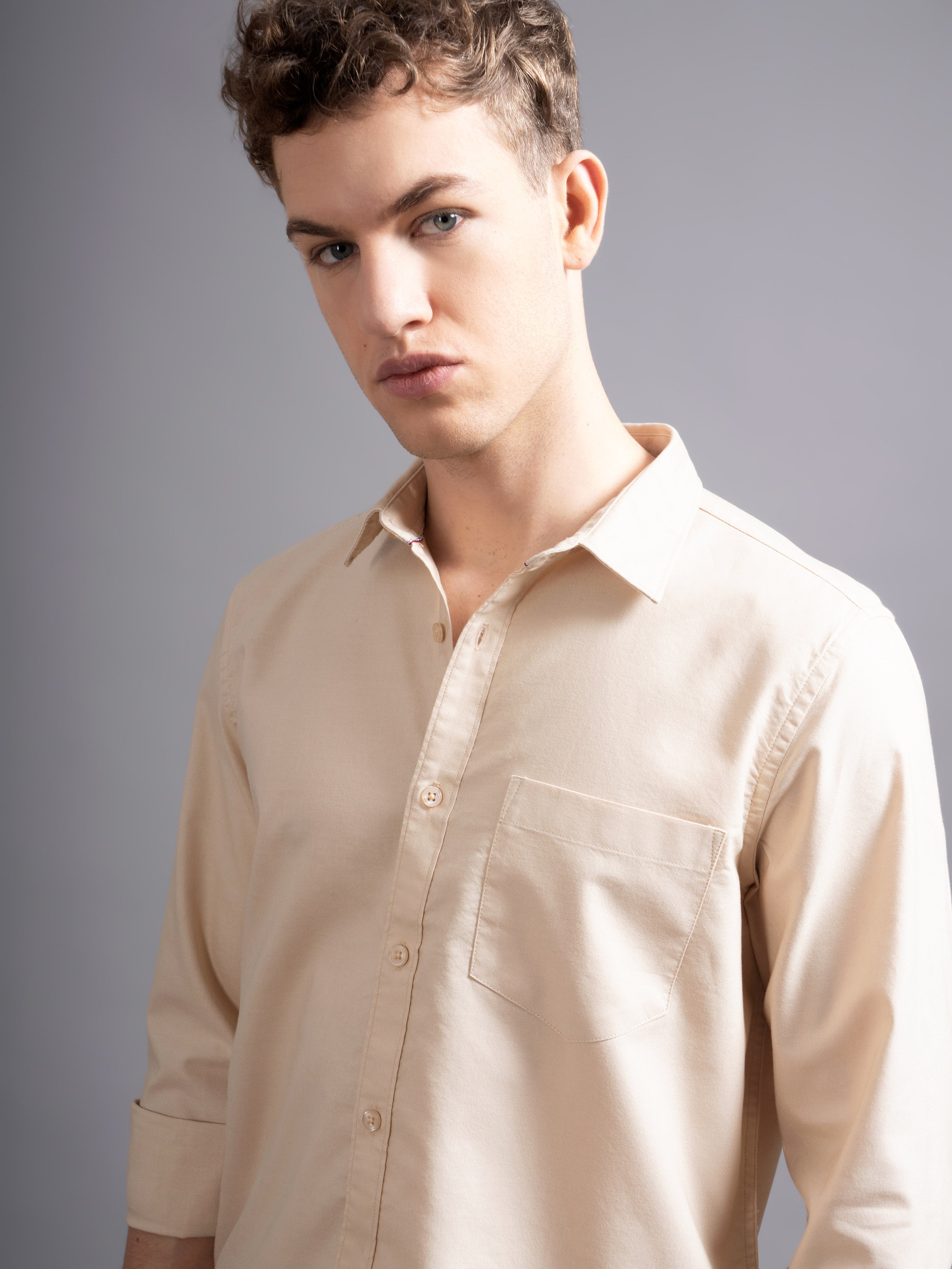 Men Beige Casual Shirt