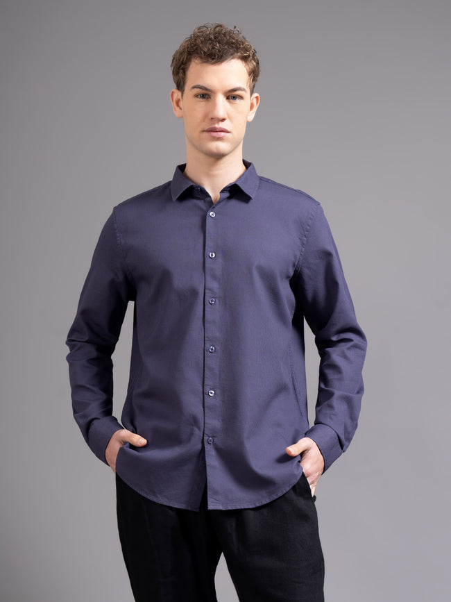 Men Purple Cotton Shirt