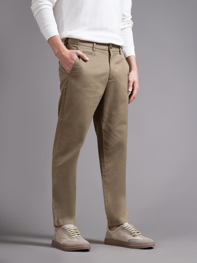 Men Khaki Smart Slim Fit Chinos