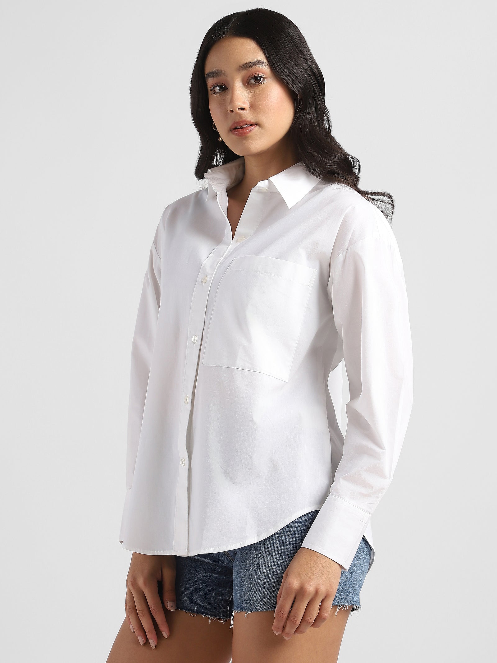 Women White Shirt with Pocket
