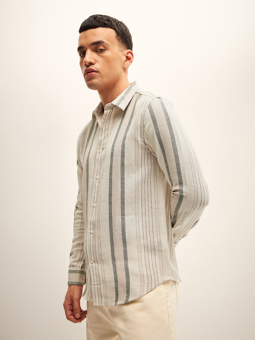 Men Multi-Color Stripe Slim Fit Casual Shirt