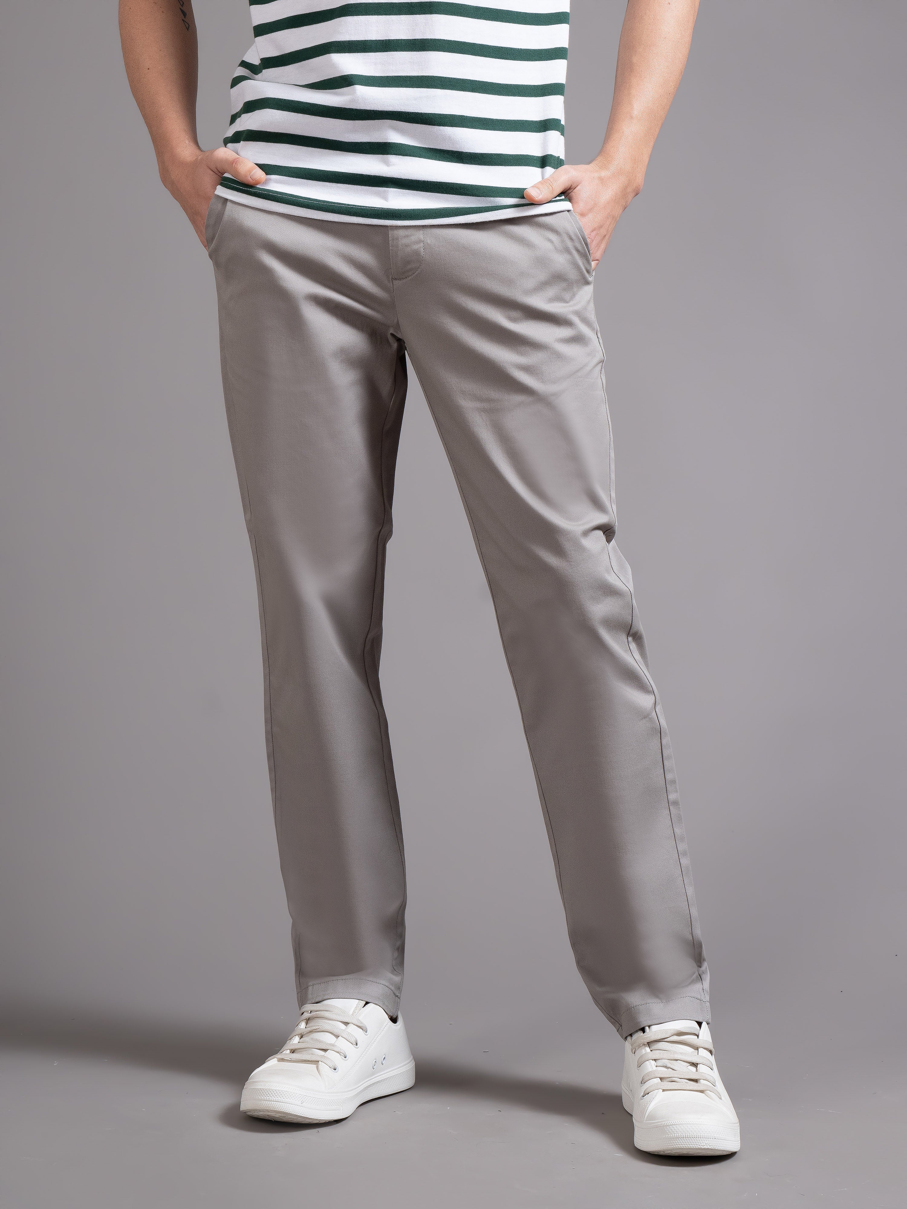 Men Grey Smart Slim Fit Chinos