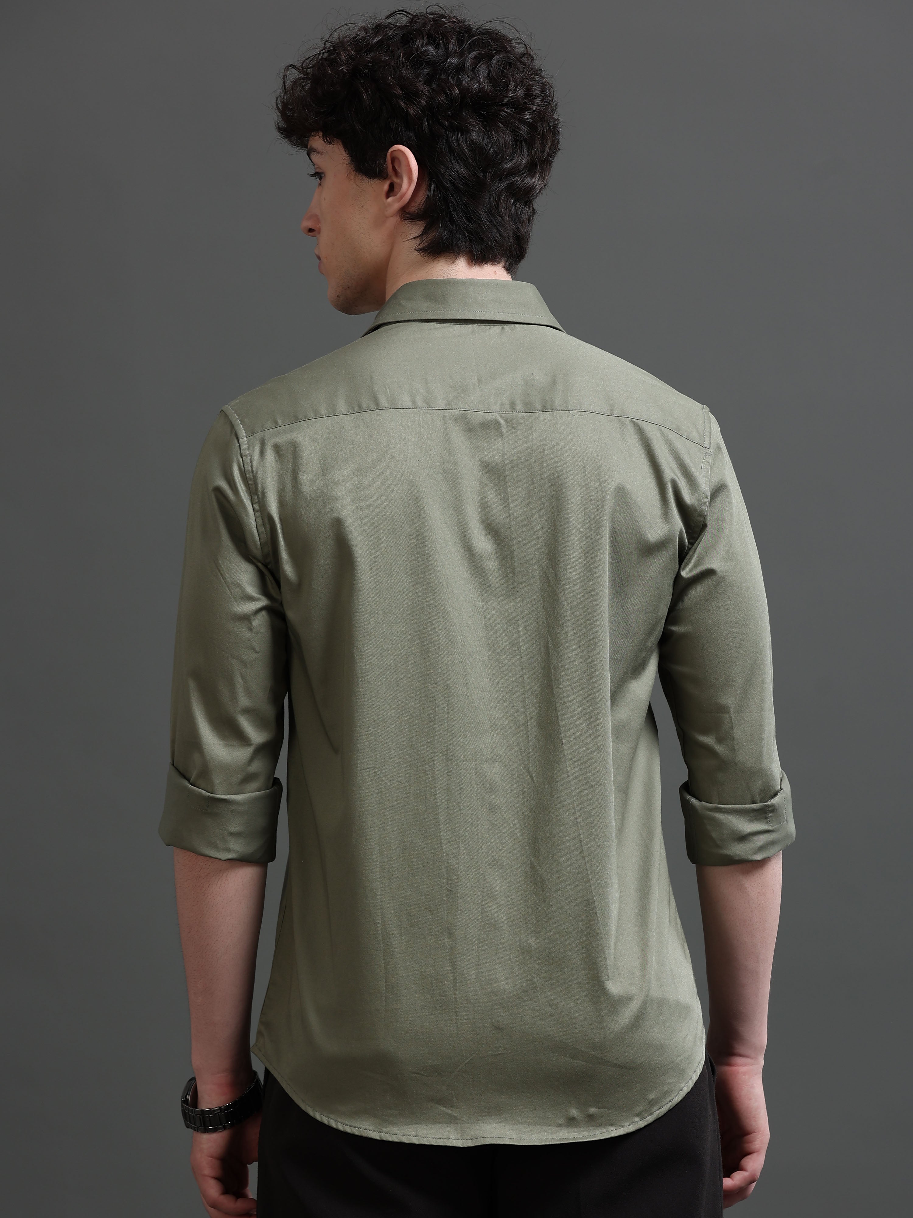 Men Green Solid Shirt