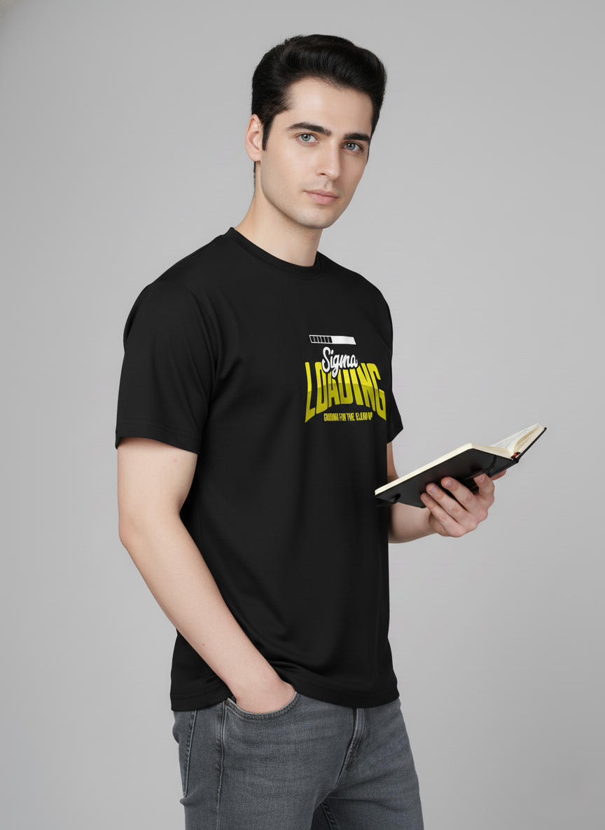 Men Cotton Black Printed Tshirt