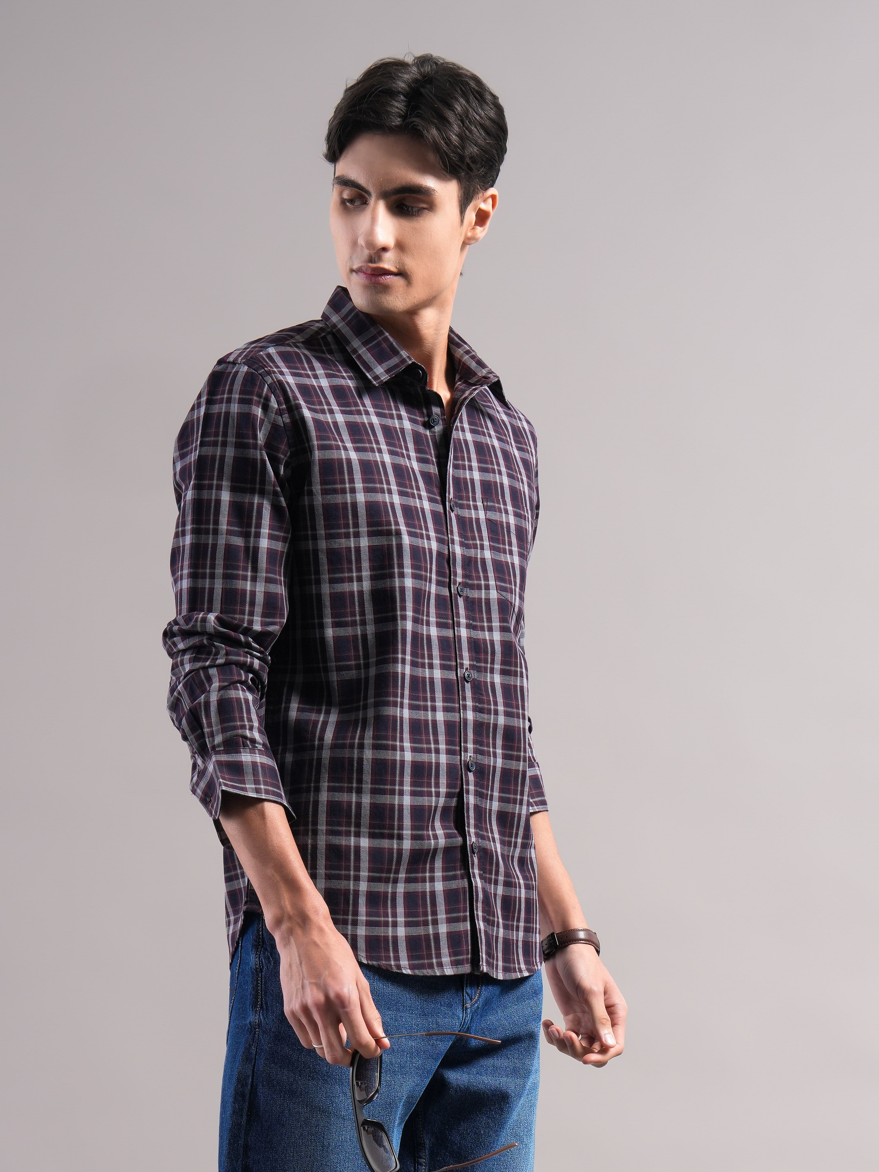 Men Cotton Checked Shirts