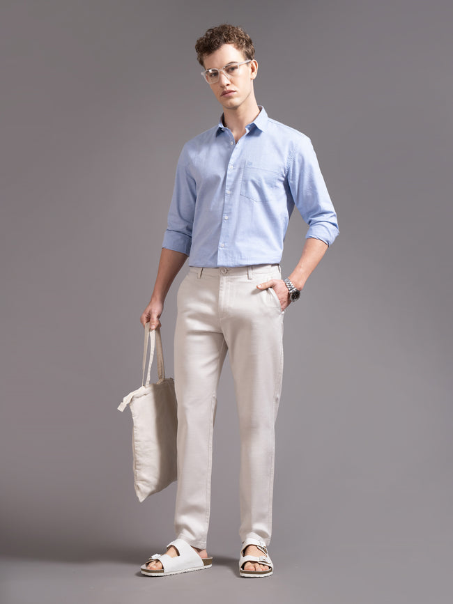 Men Cream Smart Slim Fit Chinos