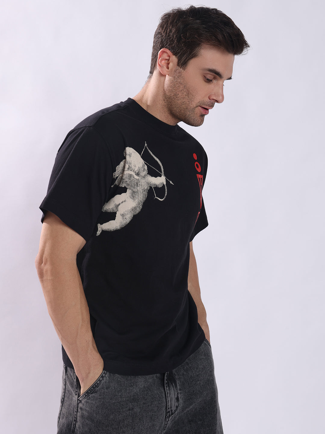 Men Black Cotton Oversized T-Shirt