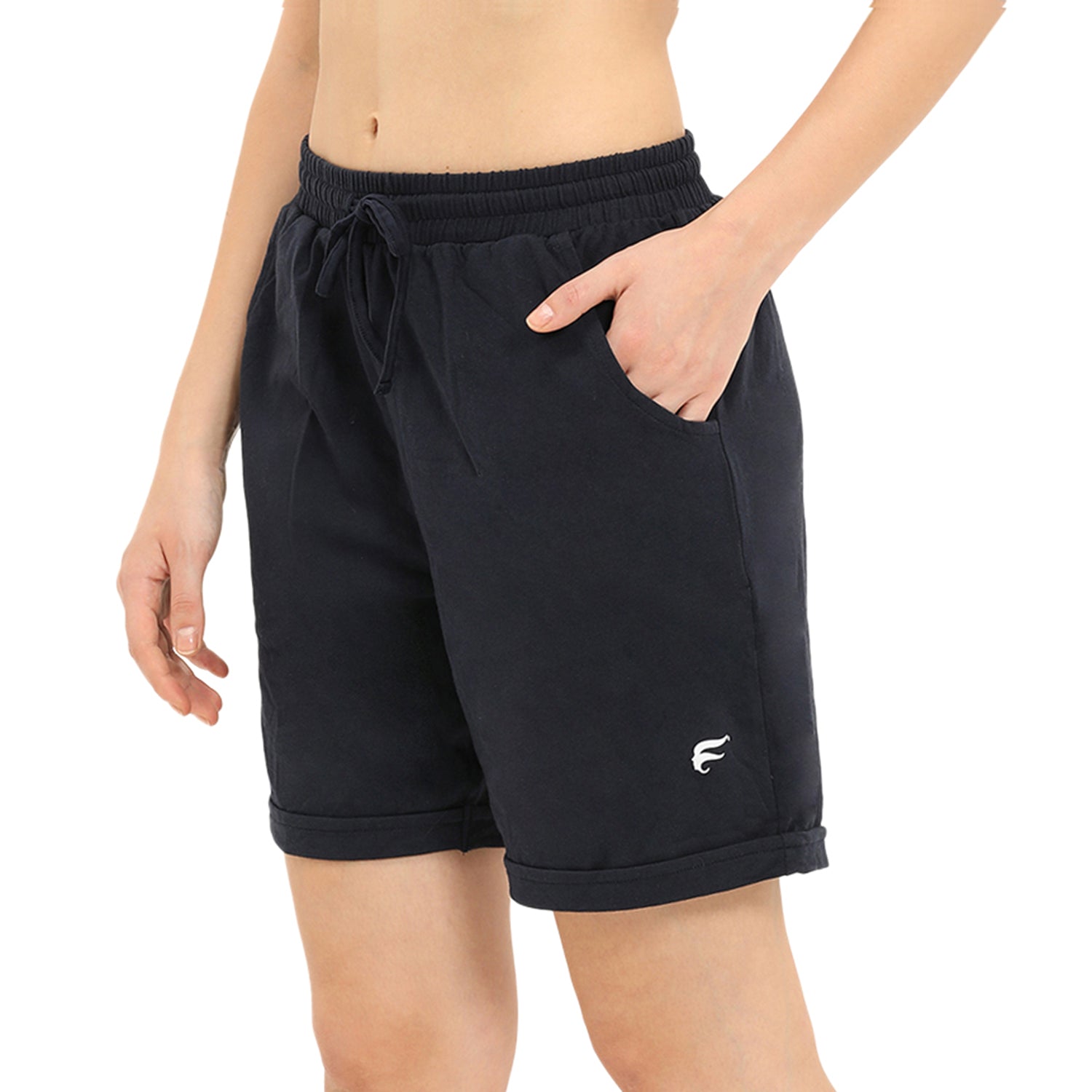 Women Navy Thigh Length Shorts
